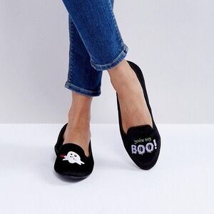 ASOS Black Ghost Halloween Ballet Flats - Size 11 - worn once